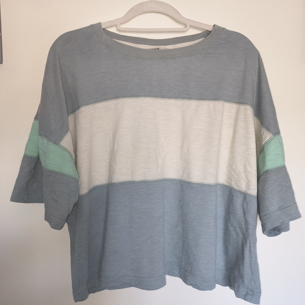 Anthropologie Cotton Color Block Boxy Top